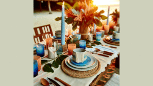 Tonalidad azul Blue Coral con cielo despejado y mar Caribe