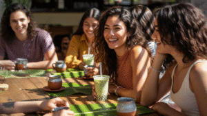 Vasos con bebidas típicas de Costa Rica en colores variados