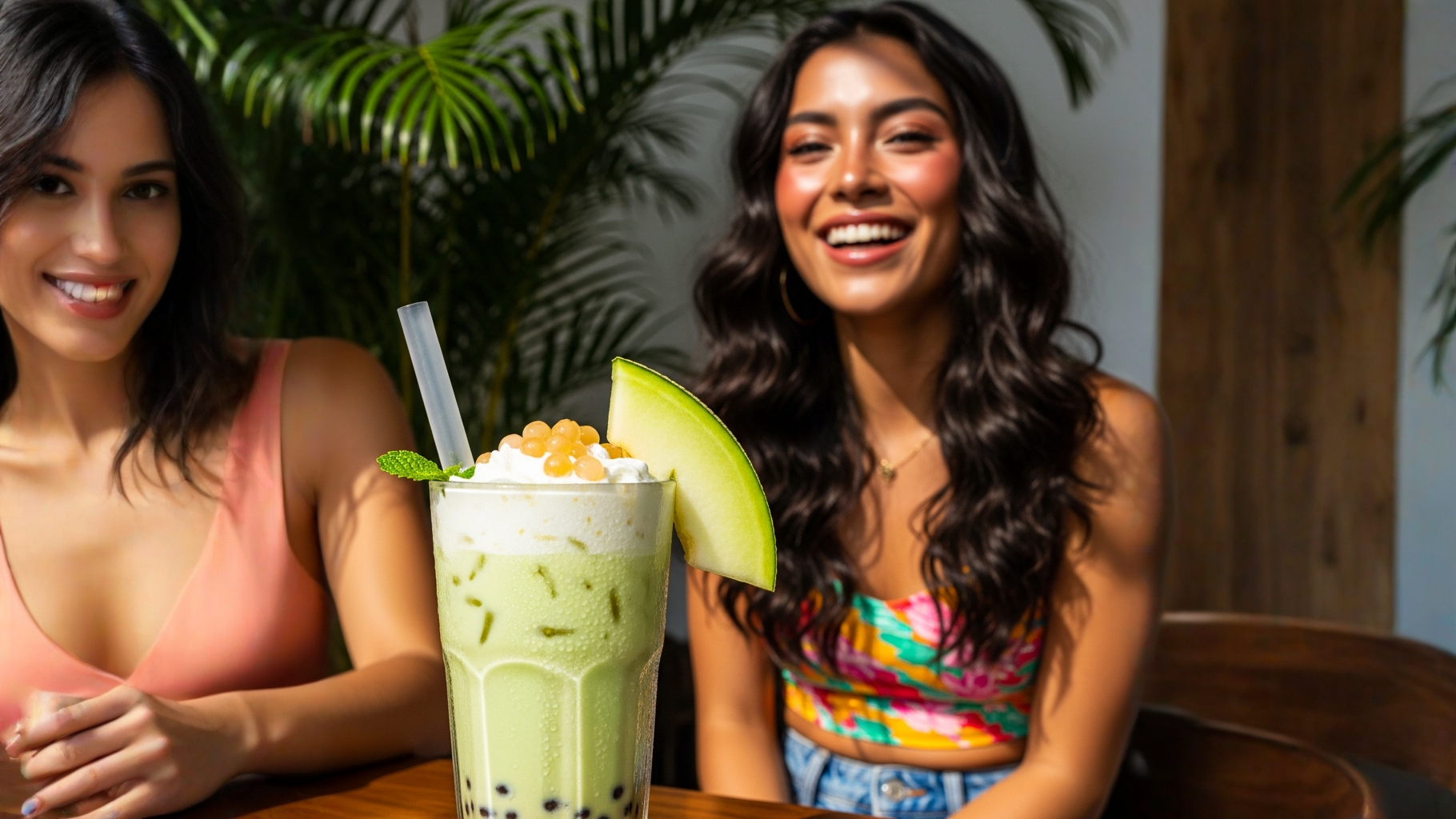 Vaso de té con leche de melón Hami con hielo y color pastel