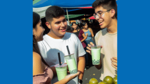 Melón honeydew verde fresco sobre mesa en feria agrícola