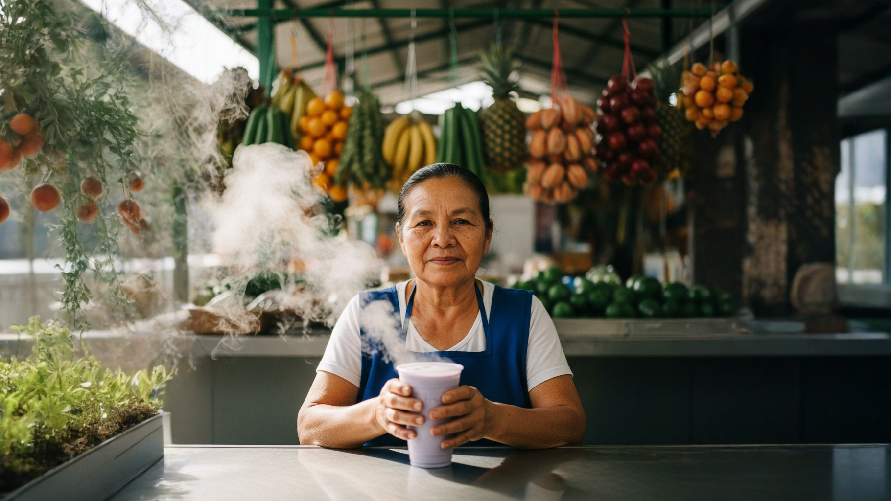 Té de taro clásico en vaso con espuma en Mercado Central bobabocateacom Vaso con té de taro clásico color lila con espuma cremosa en mercado central