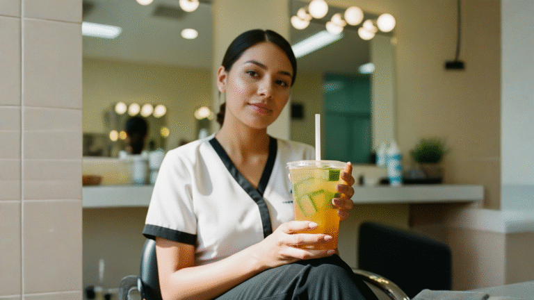 Vaso con miel limón y cubitos transparentes de aloe vera frescos