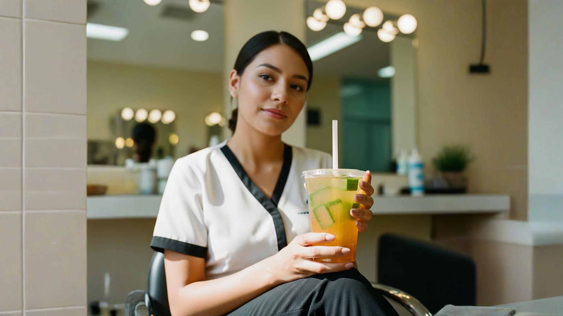 Vaso con miel limón y cubitos transparentes de aloe vera frescos