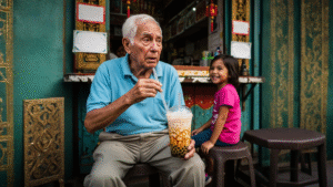 Vaso de té de burbujas con perlas negras y jarabe de azúcar negra